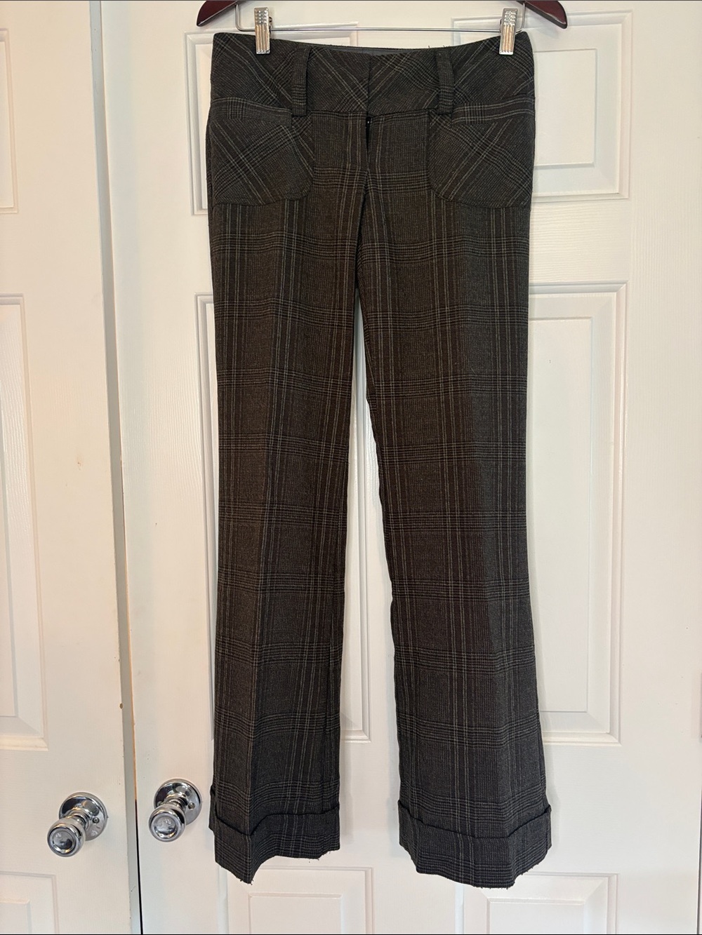 Charlotte Russe Gray Plaid Boot Cut Dress Pants